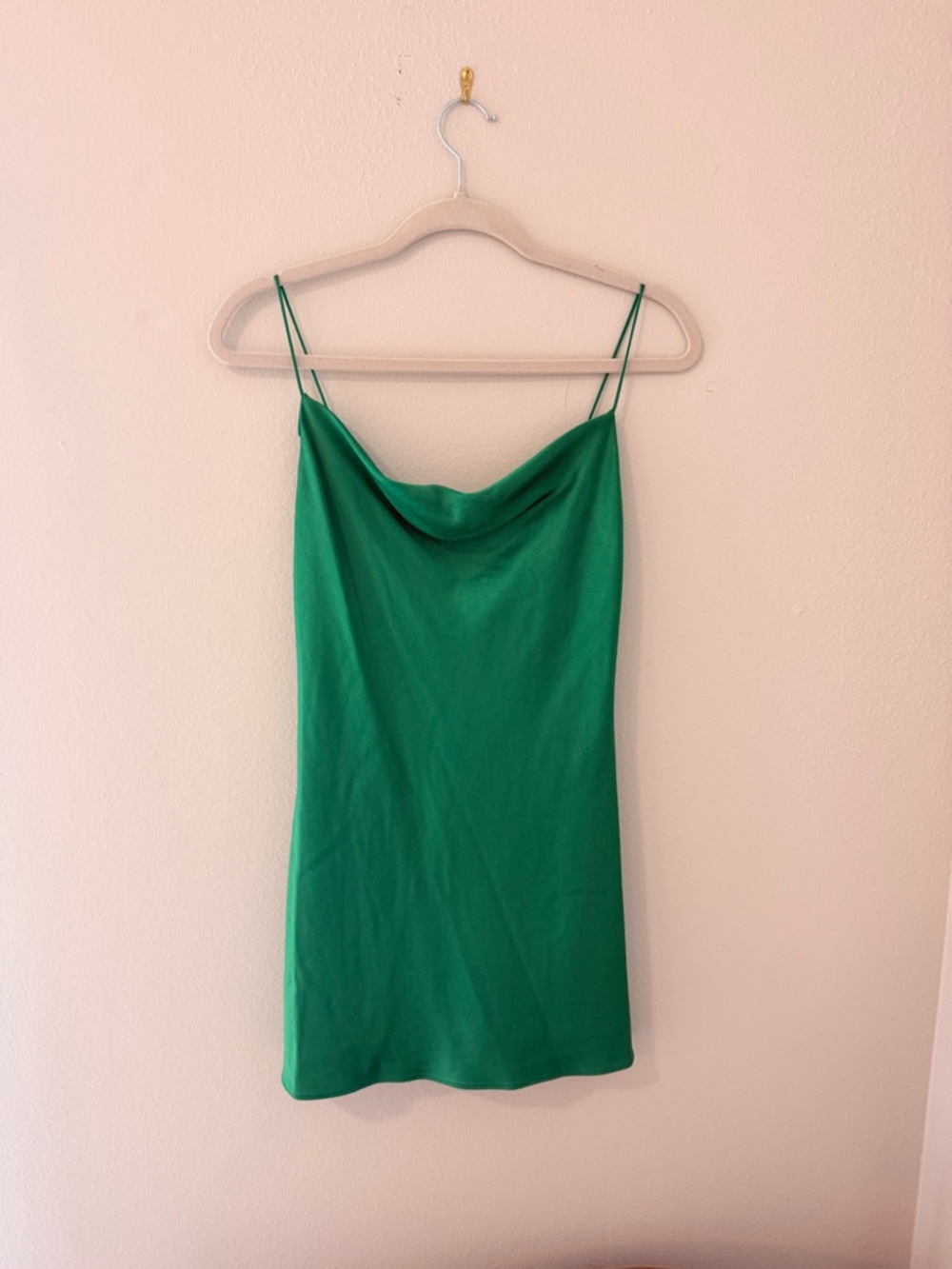 Alice + Olivia Emerald Green Cowl Neck Slip Dress